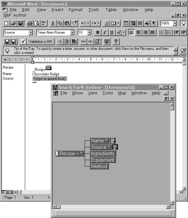 Near&Far Author for Word editing a Word document with named styles