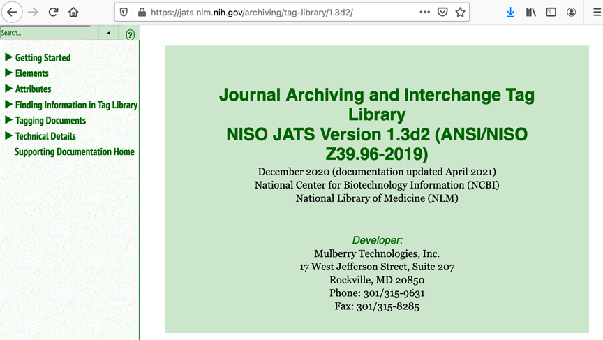 Archiving and Interchange (Green) Tag Library