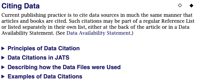 Citing Data section overview
