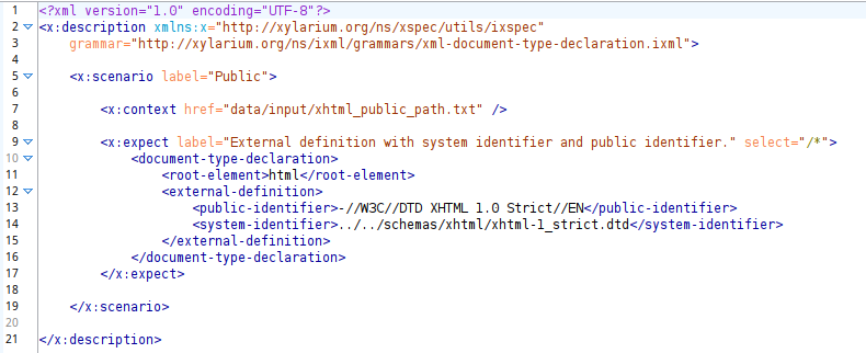 An example of an XSpec test file for iXML